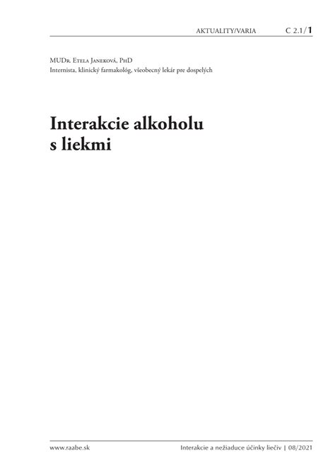Varovný symbol interakcie alkoholu s liekmi
