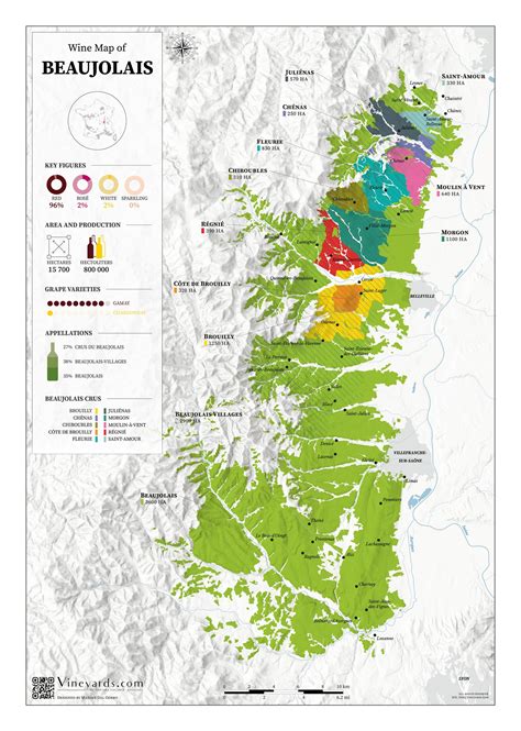 Mapa vinárskej oblasti Beaujolais
