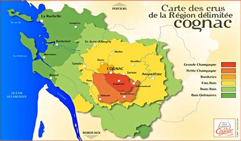 Mapa vinohradníckej oblasti Cognac