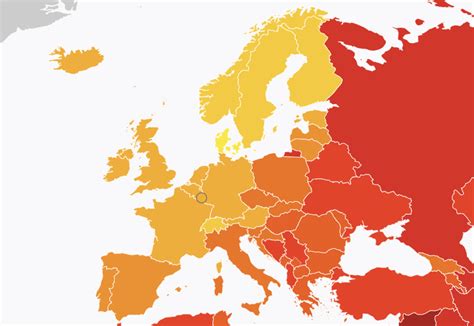 Mapa rozšírenia horca žltého v Európe