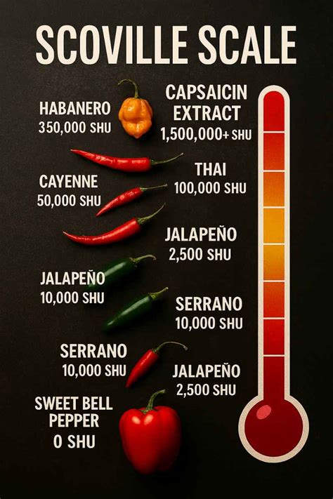 Infografika Scovilleho stupnice s príkladmi čili papričiek