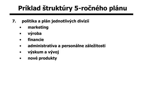 Príklad štruktúry plánu HACCP