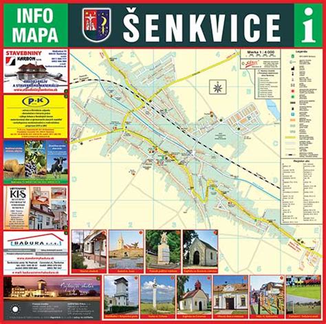 Mapa obce Šenkvice s vyznačenými náučnými chodníkmi
