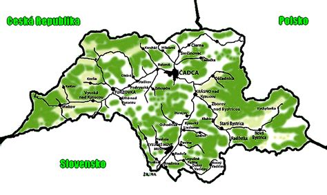 Mapa Kysúc s vyznačenými turistickými atrakciami