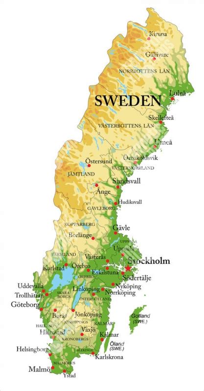 Mapa Švédska s vyznačeným Åhus