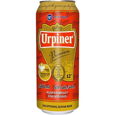 Červená plechovka piva Urpiner Premium 12°