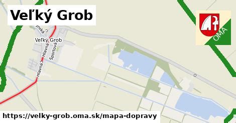 Mapa obce Veľký Grob s vyznačenými adresami firiem