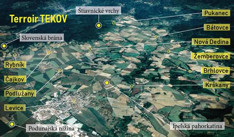 Mapa regiónu Tekov so vyznačenou sopkou Sitno