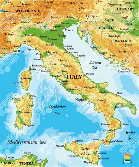 Mapa Talianska s vyznačenými vinárskymi oblasťami