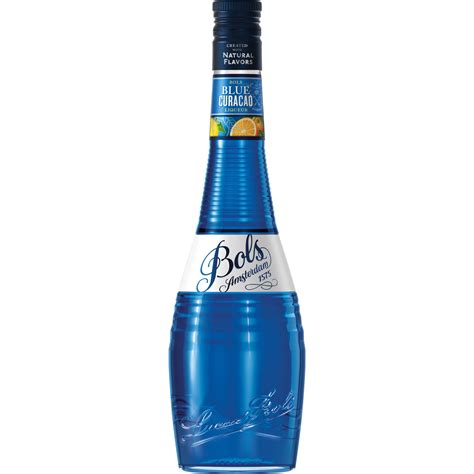 Fľaša Bols Blue Curacao s charakteristickou modrou farbou