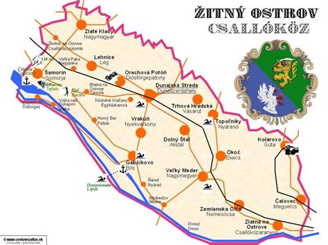 Mapa Žitného ostrova