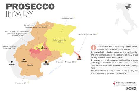 Mapa talianskeho regiónu Prosecco