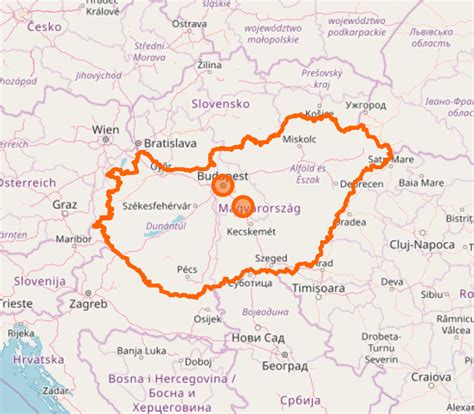 Mapa Maďarska s vyznačenou obcou Dámóc