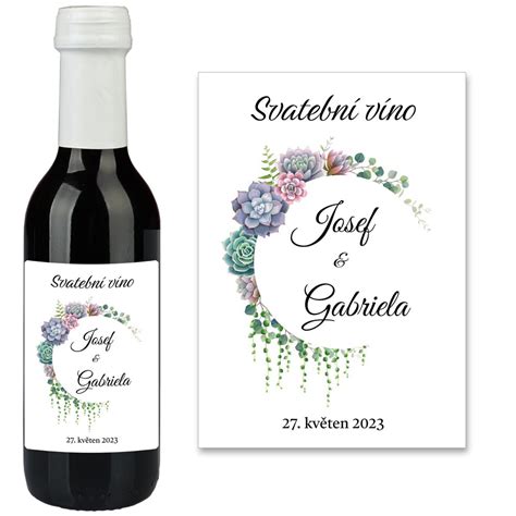 Príklad svadobnej etikety na fľaši vína