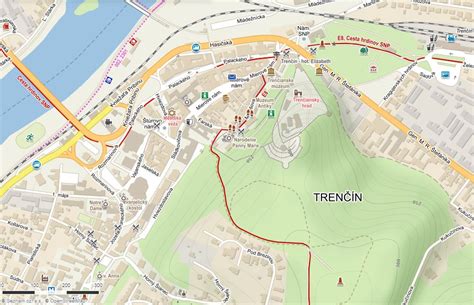 Stará mapa Trenčína s vyznačenými pivovarmi