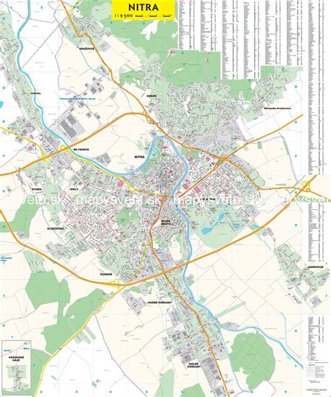 Mapa Nitry s vyznačeným areálom bývalého pivovaru