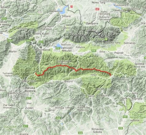 Mapa Nízkych Tatier s vyznačenou polohou Korytnice