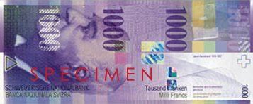 Švajčiarska bankovka 1000 frankov