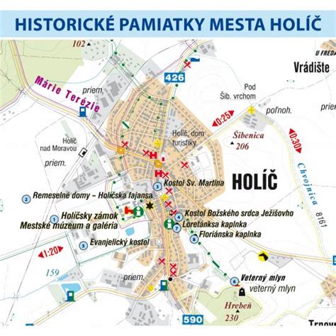 Mapa mesta Holíč s vyznačeným pivovarom Wywar