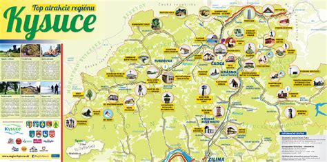 Mapa regiónu Kysuce so zvýraznenou Čadcou