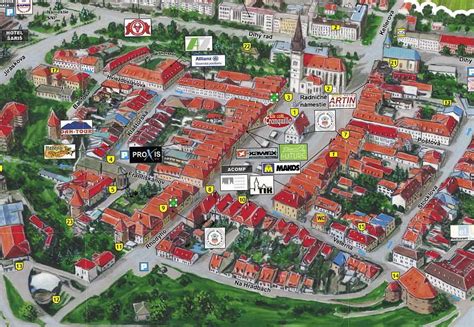 Mapa Banskej Bystrice s vyznačeným areálom pivovaru a okolitým terénom