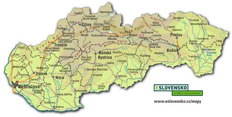 Mapa Slovenska s vyznačenou polohou Kúpeľov Sliač