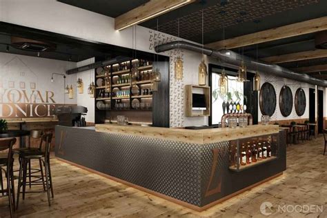 Interiér moderného baru s fľašami alkoholu