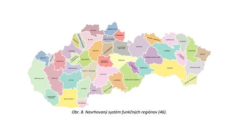 Mapa východného Slovenska s vyznačenými regiónmi pôsobnosti