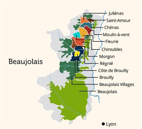 Mapa regiónu Beaujolais