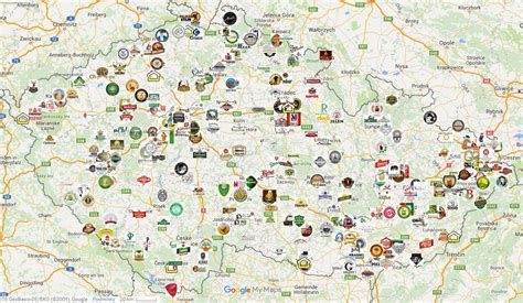 Mapa pivovaru Krušovice