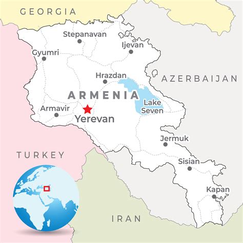 Map of Armenia with Yerevan highlighted