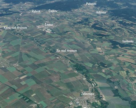 Mapa vinohradníckej oblasti Tekov s vyznačením Čajkova