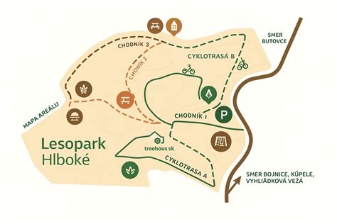 Mapa lesoparku Vrakuňa s vyznačeným miestom festivalu