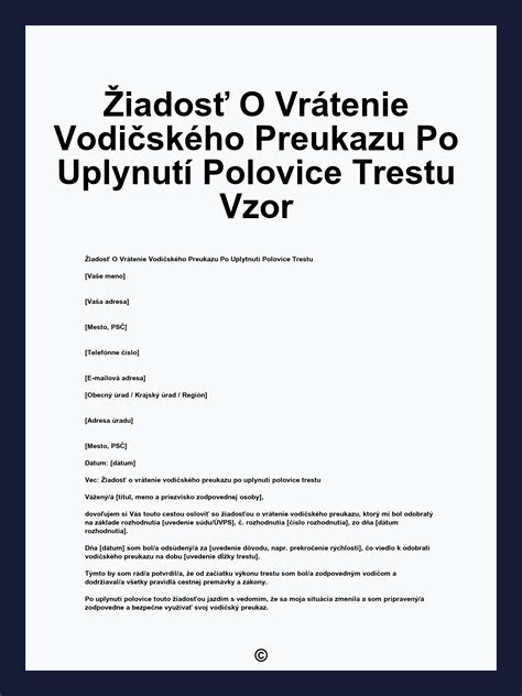 Schéma procesu vrátenia vodičského preukazu