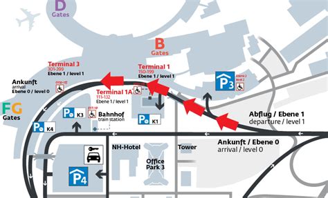 Mapa letiska Schwechat s vyznačenými terminálmi a dopravnými spojeniami