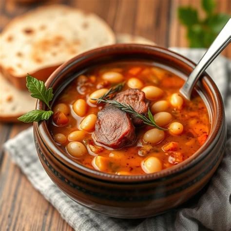 Tanier fazuľovej polievky s chlebom