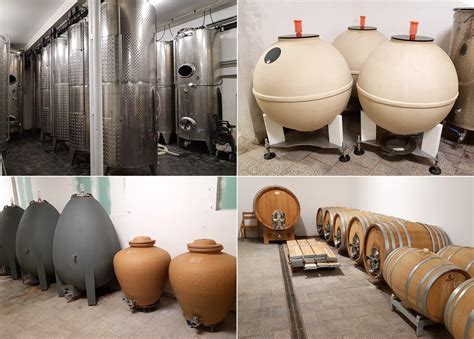 rôzne nádoby na výrobu vína