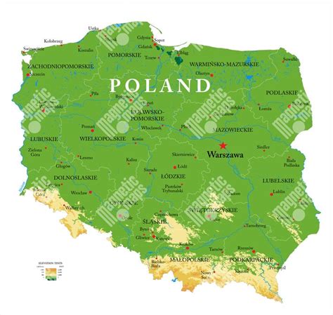 Mapa Poľska s vyznačenými pivovarmi