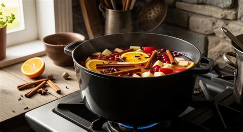 Misky s kúskami ovocia a korenia pripravené na varenie punču