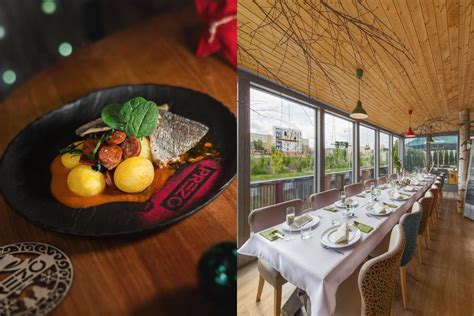 Interiér pivovarskej reštaurácie s drevenými prvkami