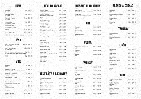 Raňajkové menu reštaurácie Staničný Pivovar