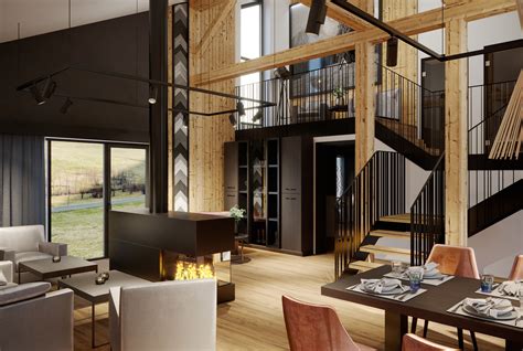 interiér spoločenskej miestnosti s krbovými kachľami