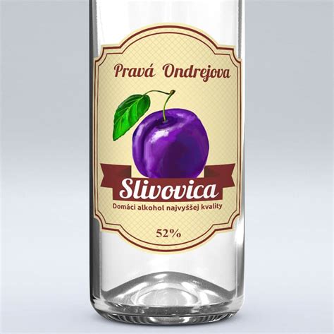 Moderné etikety na slivovicu s prírodnými motívmi