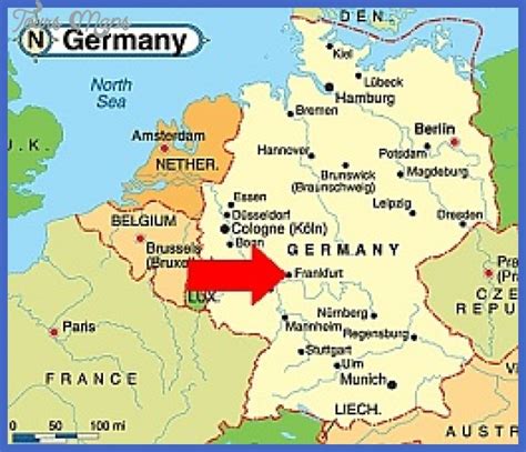 Map of Germany showing Frankfurt