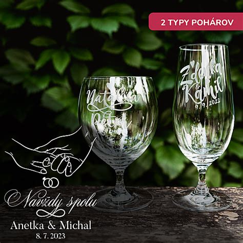 Rôzne typy gravírovaných pohárov na jednom mieste